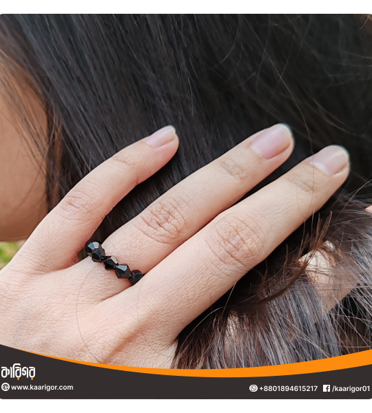 Beaded Black Ring