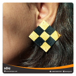 Black and Golden Checkered Earrings
