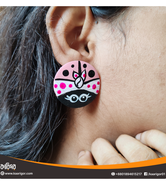 Pink Ladybug - Wooden Earrings